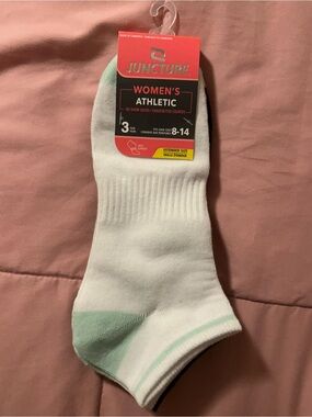 3 pair soft Juncture Women's Socks in White with Mint Accent. Grey black.NWT